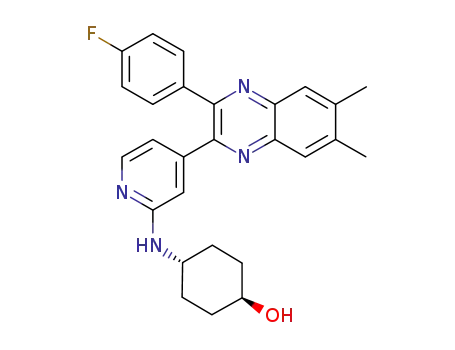 4-(4-(3-(4-fluorophenyl)-6,7-dimethylquinoxalin-2-yl)pyridin-2-ylamin)cyclohexanol