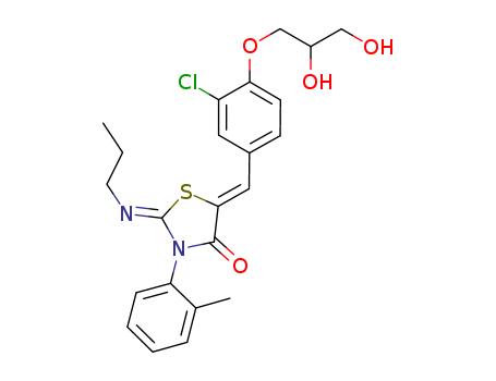 4-Thiazolidinone, 5-[[3-chloro-4-[(2R)-2,3-dihydroxypropoxy]phenyl]methylene]-3-(2-methylphenyl)-2-(propylimino)-, (2Z,5Z)-
