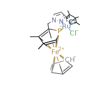 C<sub>5</sub>(CH<sub>3</sub>)5RuCl(C<sub>5</sub>H<sub>5</sub>FeC<sub>4</sub>H(CH<sub>3</sub>)2PCH<sub>2</sub>C<sub>3</sub>H<sub>3</sub>N<sub>2</sub>)
