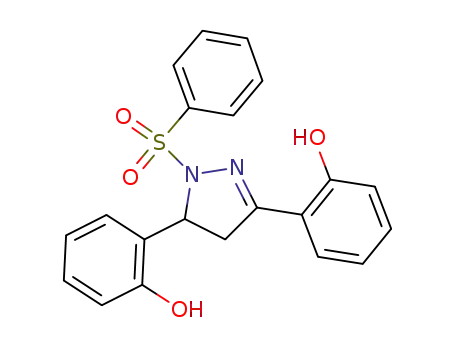 Molecular Structure of 1208112-45-1 (3,5-bis-(2-hydroxyphenyl)-1N-(benzenesulphonyl)-4,5-dihydro-1H-pyrazole)