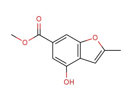 Molecular Structure of 314725-17-2 (6-Benzofurancarboxylic  acid,  4-hydroxy-2-methyl-,  methyl  ester)
