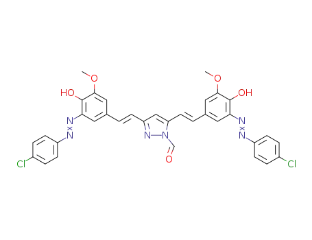 3,5-bis-{β-[3-(4-chloro-phenylazo)-4-hydroxy-5-methoxyphenyl]-ethynyl}-pyrazole-1-formyl