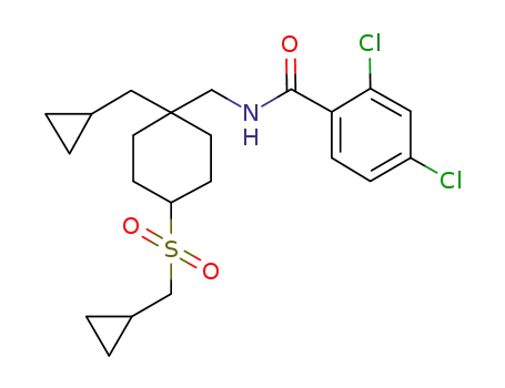 Molecular Structure of 916159-99-4 (Benzamide, 2,4-dichloro-N-[[1-(cyclopropylmethyl)-4-[(cyclopropylmethyl)sulfonyl]cyclohexyl]methyl]-)