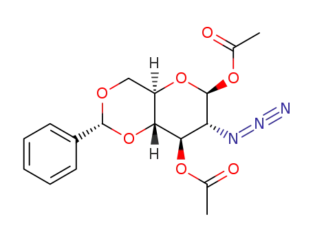 Molecular Structure of 1253948-06-9 (3-O-acetyl-2-azido-4,6-O-benzylidene-2-deoxy-β-D-glucopyranosyl acetate)