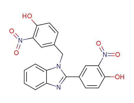 Molecular Structure of 111664-46-1 (4-(1-(4-hydroxy-3-nitrobenzyl)-1H-benzo[d]imidazol-2-yl)-2-nitrophenol)