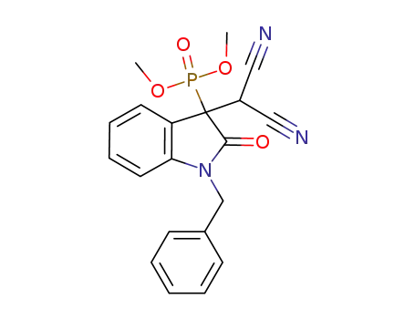 Molecular Structure of 1210948-62-1 (dimethyl 1-benzyl-3-(dicyanomethyl)-2-oxoindolin-3-ylphosphonate)