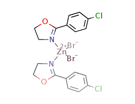 Molecular Structure of 1119513-01-7 (bis-(2-[p-chlorophenyl]-2-oxazoline-κ1N) zinc(II) bromide)