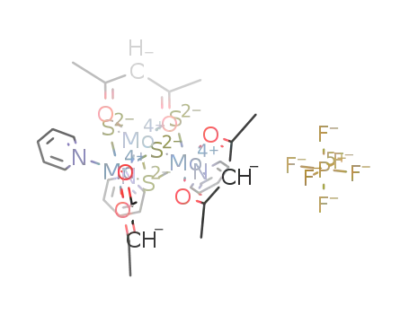 Molecular Structure of 443287-45-4 (triacetylacetonatotripyridinetetrasulfido trimolybdenum hexafluorophosphate)