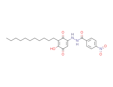 Molecular Structure of 94059-15-1 (Benzoic acid, 4-nitro-,
2-(4-hydroxy-3,6-dioxo-5-undecyl-1,4-cyclohexadien-1-yl)hydrazide)
