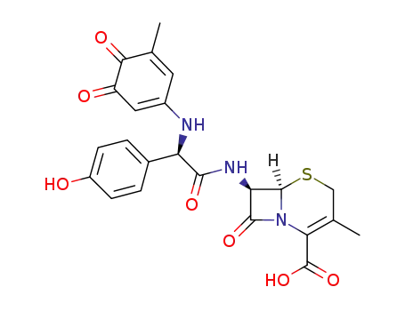 Molecular Structure of 1044135-32-1 (7-[2-(5-methyl-3,4-dioxocyclohexa-1,5-dienylamino)-2-(4-hydroxyphenyl)acetylamino]cephalosporanic acid)