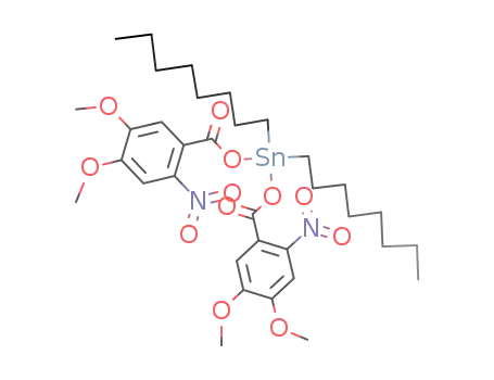Molecular Structure of 1229818-23-8 (n-Oct<sub>2</sub>Sn(4,5-dimethoxy-2-nitrobenzoate)2)
