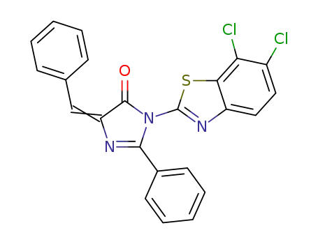 Molecular Structure of 1252042-77-5 (5-benzylidene-3-(6,7-dichloro-1,3-benzothiazol-2-yl)-2-phenyl-3,5-dihydro-4H-imidazol-4-one)