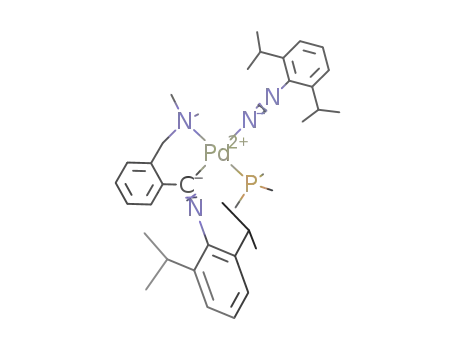 Pd(N=C=N-2,6-C<sub>6</sub>H<sub>3</sub>-i-Pr<sub>2</sub>)(N,N'-dimethylbenzylamine)PMe<sub>3</sub>(C=N-C<sub>6</sub>H<sub>3</sub>-2,6-i-Pr<sub>2</sub>)