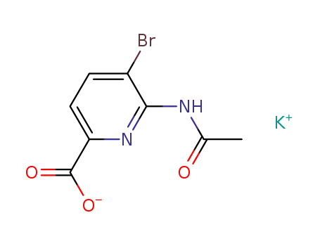 Molecular Structure of 875051-81-3 (2-Pyridinecarboxylic acid, 6-(acetylamino)-5-bromo-, monopotassium
salt)
