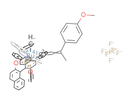 Molecular Structure of 1287687-05-1 ([Ru(C<sub>3</sub>(4-methoxyphenyl)Me)(indenyl)(PPh<sub>3</sub>)P(OC<sub>10</sub>H<sub>6</sub>)2N(CH<sub>2</sub>Ph)2]PF<sub>6</sub>)