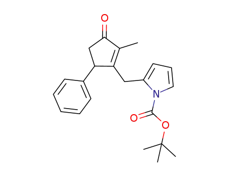 Molecular Structure of 1269626-73-4 (tert-butyl 2-((2-methyl-3-oxo-5-phenylcyclopent-1-enyl)methyl)-1H-pyrrole-1-carboxylate)