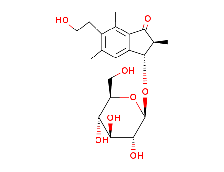 1H-Inden-1-one,3-(a-D-glucopyranosyloxy)- 2,3-dihydro-6-(2-hydroxyethyl)-2,5,7- trimethyl-,(2S,3S)-  cas  60657-36-5