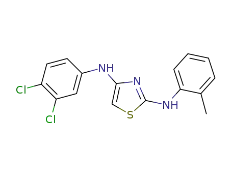 Molecular Structure of 1257984-47-6 (N<sub>4</sub>-(3,4-dichlorophenyl)-N<sub>2</sub>-(2-methylphenyl)-1,3-thiazole-2,4-diamine)
