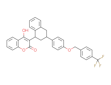 Molecular Structure of 104563-60-2 (2-hydroxy-3-[(1S,3S)-3-(4-{[4-(trifluoromethyl)benzyl]oxy}phenyl)-1,2,3,4-tetrahydronaphthalen-1-yl]-4H-chromen-4-one)