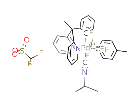 [(fac-1,1-bis(2-pyridyl)phenylethane(-1H))Pd(tert-butyl isocyanide)(4-MeC<sub>6</sub>H<sub>4</sub>)(trifluoromethyl)]OTf