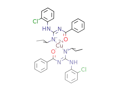 Molecular Structure of 1333420-29-3 (bis(N-(sec-butyl)-N'-(2-chlorophenyl)-N''-benzoylguanidinato)copper(II))