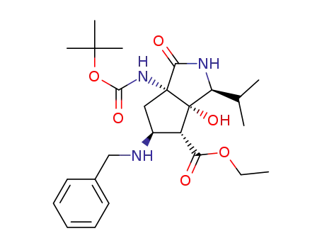 (3S,3aS,4R,5S,6aS)-ethyl 5-(benzylamino)-6a-(tert-butoxycarbonylamino)-3a-hydroxy-3-isopropyl-1-oxooctahydrocyclopenta[c]pyrrole-4-carboxylate