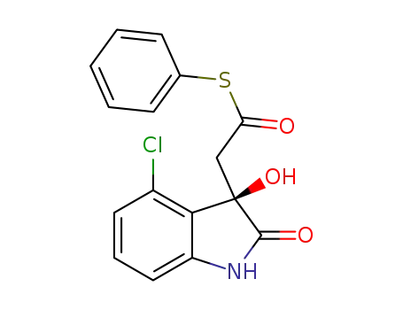 Molecular Structure of 1351337-16-0 ((R)-S-phenyl 2-(4-chloro-3-hydroxy-2-oxoindolin-3-yl)ethanethioate)