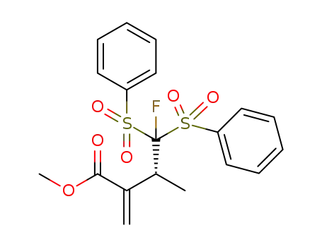 Molecular Structure of 1352637-43-4 (methyl 4-fluoro-2-methylene-3-(naphthalen-2-yl)-4,4-bis(phenylsulfonyl)butanoate)