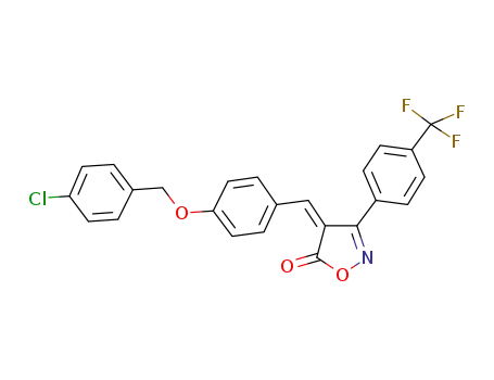 Molecular Structure of 1327288-17-4 ((Z)-4-[4-(4-chlorobenzyloxy)benzylidene]-3-[4-(trifluoromethyl)phenyl]isoxazol-5(4H)-one)