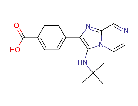 Molecular Structure of 1312992-58-7 (4-(3-(tert-butylamino)imidazo[1,2-a]pyrazin-2-yl)benzoic acid)