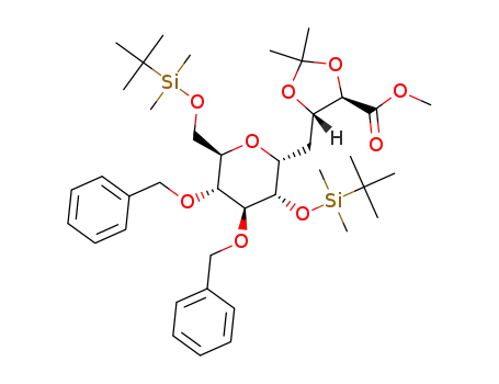 methyl (4R,5S)-5-{[(2R,3S,4S,5R,6R)-4,5-bis(benzyloxy)-3-[(tert-butyldimethylsilyl)oxy]-6-{[(tert-butyldimethylsilyl)oxy]methyl}oxan-2-yl]methyl}-2,2-dimethyl-1,3-dioxolane-4-carboxylate