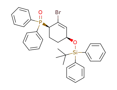 Molecular Structure of 1358516-98-9 ([[(1S,4R)-3-bromo-4-(diphenylphosphoryl)cyclohex-2-en-1-yl]oxy](tert-butyl)diphenylsilane)