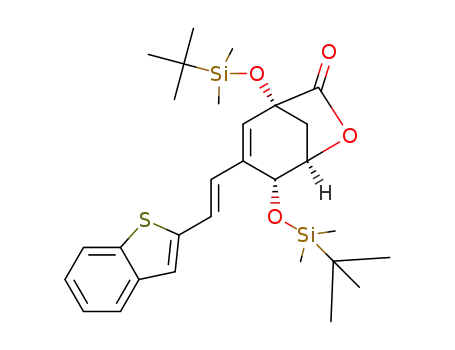 (1R,4R,5R)-3-((E)-2-(benzo[b]thiophen-2-yl)vinyl)-1,4-di(tertbutyl-dimethylsilyloxy)cyclohex-2-en-1,5-carbolactone