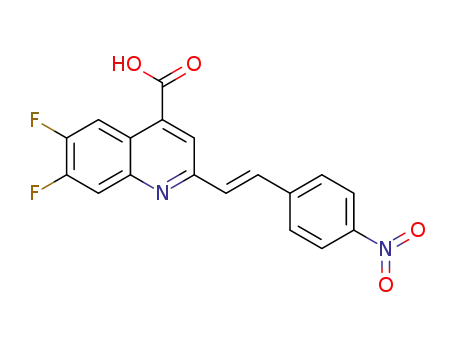Molecular Structure of 1350470-30-2 ((E)-6,7-difluoro-2-[2-(4-nitrophenyl)vinyl]quinoline-4-carboxylic acid)