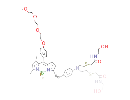 BF<sub>2</sub>(C<sub>4</sub>HN(CH<sub>3</sub>))2CH<sub>3</sub>CC<sub>6</sub>H<sub>4</sub>O(CH<sub>2</sub>CH<sub>2</sub>O)3CH<sub>3</sub>CHCHC<sub>6</sub>H<sub>4</sub>N(CH<sub>2</sub>CH<sub>2</sub>SCH<sub>2</sub>CONHCH<sub>2</sub>CH<sub>2</sub>OH)2