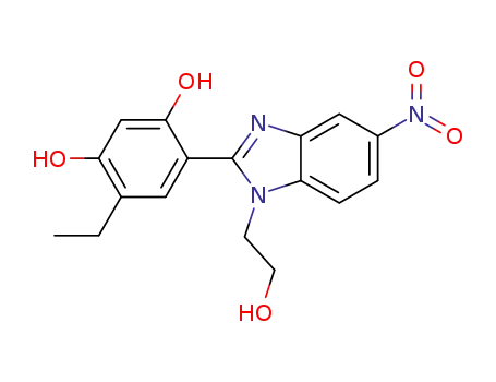 Molecular Structure of 1357111-54-6 (4-ethyl-6-[1-(2-hydroxyethyl)-5-nitro-1H-benzimidazol-2-yl]benzene-1,3-diol)