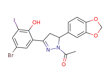 3-(2'-hydroxy-3'-iodo-5'-bromophenyl)-5-(3,4-methylenedioxyphenyl)-1-acetylpyrazoline