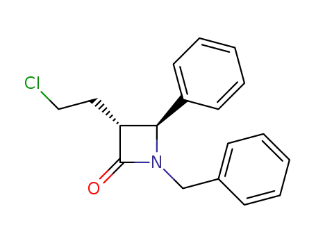 Molecular Structure of 1378029-49-2 ((3S,4R)-1-benzyl-3-(2-chloroethyl)-4-phenylazetidin-2-one)