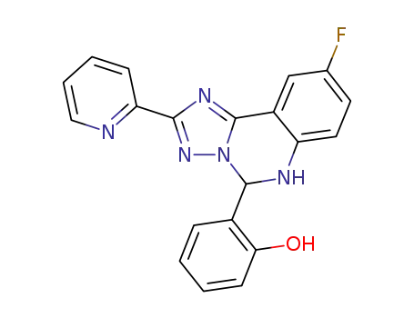 Molecular Structure of 1403672-16-1 (2-(9-fluoro-2-pyridin-2-yl-5,6-dihydro[1,5-c]quinazolin-5-yl)phenol)