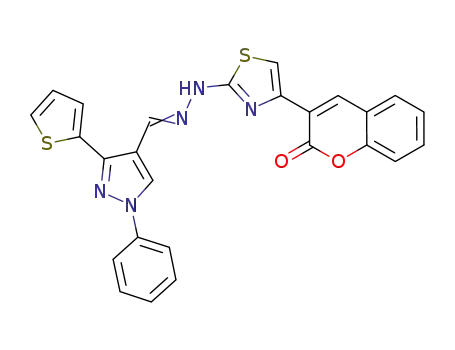 3-[2-[N'-[[1-phenyl-3-(thiophen-2-yl)-1H-pyrazol-4-yl]methylene]hydrazino]thiazol-4-yl]-2H-chromen-2-one