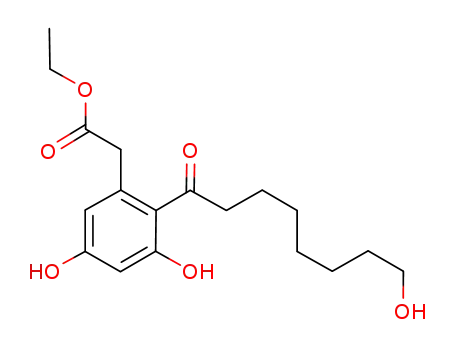 Benzeneacetic acid, 3,5-dihydroxy-2-(8-hydroxy-1-oxooctyl)-, ethyl ester