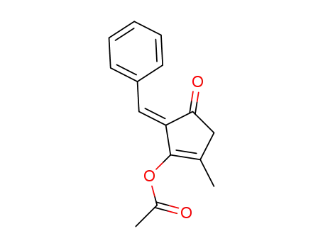 Molecular Structure of 1385018-21-2 ((Z)-5-benzylidene-2-methyl-4-oxocyclopent-1-en-1-yl acetate)