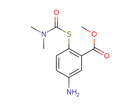 Molecular Structure of 1403384-99-5 (5-amino-2-((dimethylcarbamoyl)sulfanyl) benzoic acid methyl ester)