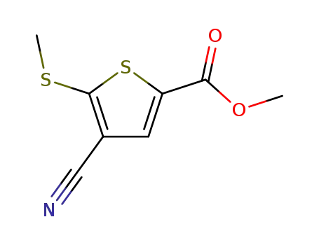 Molecular Structure of 175202-48-9 (METHYL 4-CYANO-5-(METHYLTHIO)THIOPHENE-2-CARBOXYLATE)