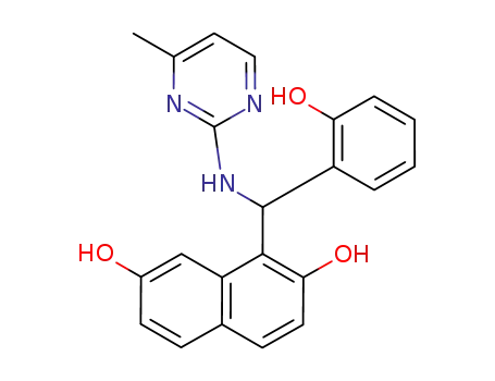 Molecular Structure of 1393090-72-6 (1-(2-hydroxyphenyl(2-(4-methylpyrimidinyl)amino)methyl)naphthalene-2,7-diol)