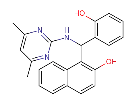 Molecular Structure of 1393090-63-5 (1-(2-hydroxyphenyl(2-(4,6-dimethylpyrimidinyl)amino)methyl)naphthalene-2-ol)