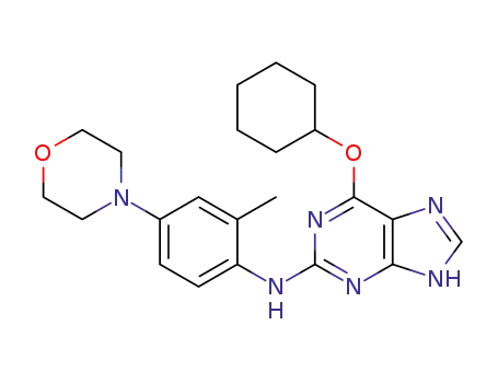 Molecular Structure of 1246529-78-1 (6-(cyclohexyloxy)-N-[2-methyl-4-(morpholin-4-yl)phenyl]-9H-purin-2-amine)