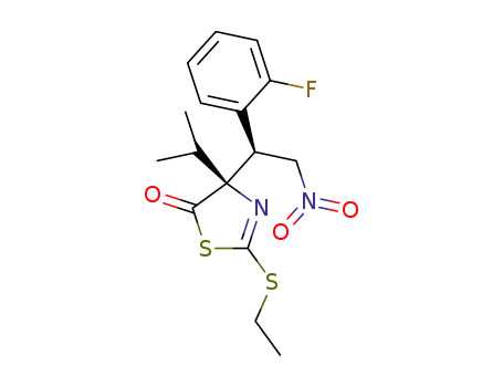 Molecular Structure of 1370285-92-9 ((S)-2-(ethylthio)-4-[(S)-1-(2-fluorophenyl)-2-nitroethyl]-4-isopropylthiazol-5(4H)-one)