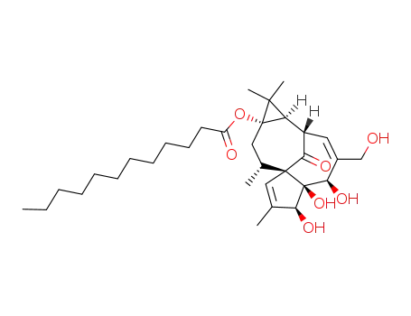 Molecular Structure of 54706-70-6 (Dodecanoic acid ingenol ester)