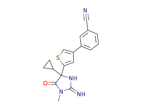 3-(5-(4-cyclopropyl-2-imino-1-methyl-5-oxoimidazolidin-4-yl)thiophen-3-yl)benzonitrile